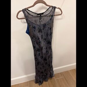 Betsey Johnson Blue floral sheer maxi dress size small